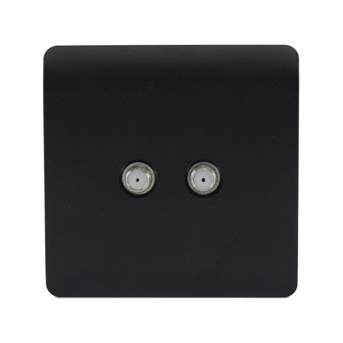 Trendi Switch ART-2SATMBK, Artistic Modern 2 Gang Male F-Type Satellite Television Socket Matt Black, (25mm Back Box Required), 5yrs Warranty - 53637