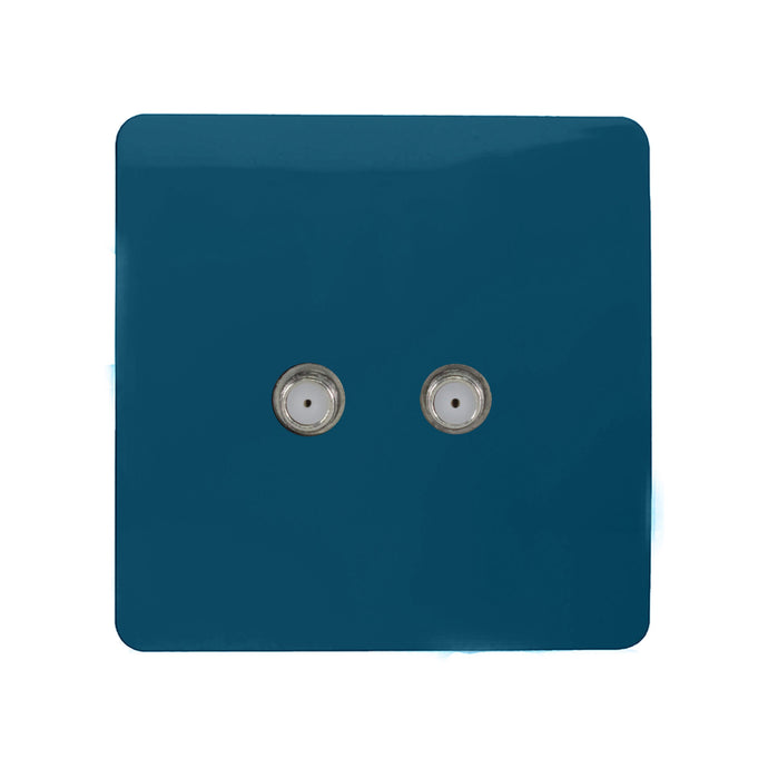 Trendi Switch ART-2SATMD, Artistic Modern 2 Gang Male F-Type Satellite Television Socket Midnight Blue, (25mm Back Box Required), 5yrs Warranty - 53638