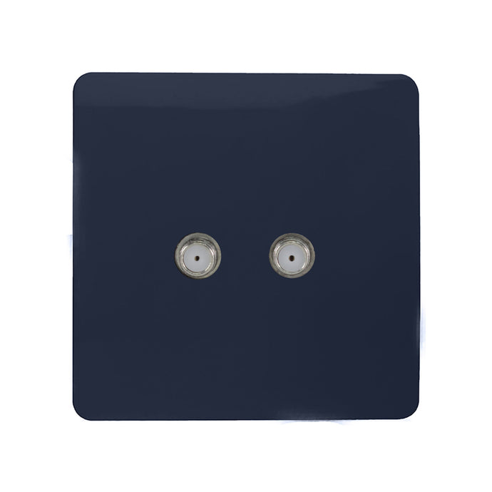 Trendi Switch ART-2SATNV, Artistic Modern 2 Gang Male F-Type Satellite Television Socket Navy, (25mm Back Box Required), 5yrs Warranty - 53640