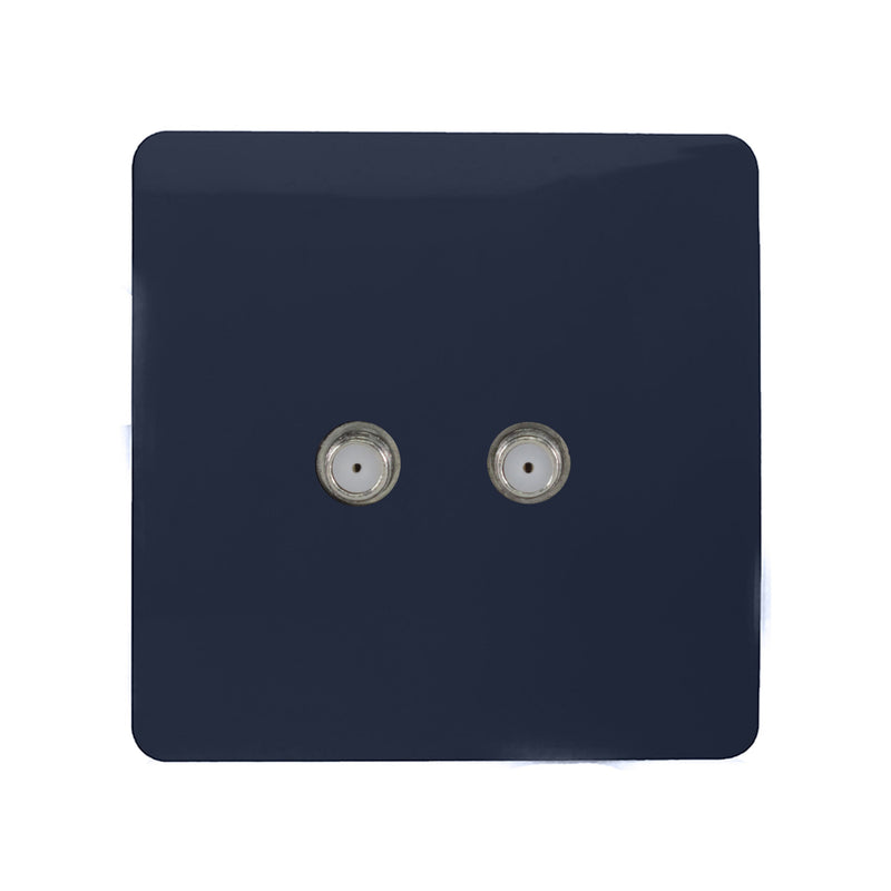 Load image into Gallery viewer, Trendi Switch ART-2SATNV, Artistic Modern 2 Gang Male F-Type Satellite Television Socket Navy, (25mm Back Box Required), 5yrs Warranty - 53640
