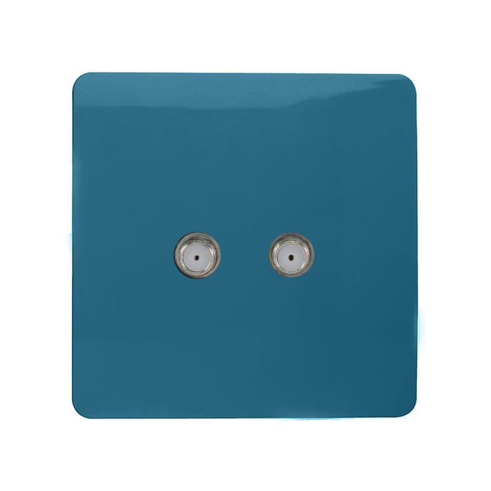 Trendi Switch ART-2SATOB, Artistic Modern 2 Gang Male F-Type Satellite Television Socket Ocean Blue, (25mm Back Box Required), 5yrs Warranty - 53641