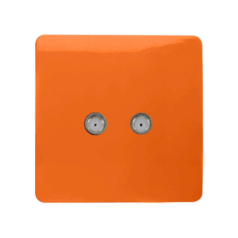 Load image into Gallery viewer, Trendi Switch ART-2SATOR, Artistic Modern 2 Gang Male F-Type Satellite Television Socket Orange, (25mm Back Box Required), 5yrs Warranty - 53642
