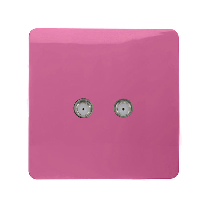 Trendi Switch ART-2SATPK, Artistic Modern 2 Gang Male F-Type Satellite Television Socket Pink, (25mm Back Box Required), 5yrs Warranty - 53643