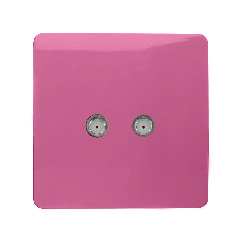 Load image into Gallery viewer, Trendi Switch ART-2SATPK, Artistic Modern 2 Gang Male F-Type Satellite Television Socket Pink, (25mm Back Box Required), 5yrs Warranty - 53643
