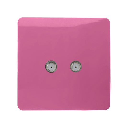 Trendi Switch ART-2SATPK, Artistic Modern 2 Gang Male F-Type Satellite Television Socket Pink, (25mm Back Box Required), 5yrs Warranty - 53643