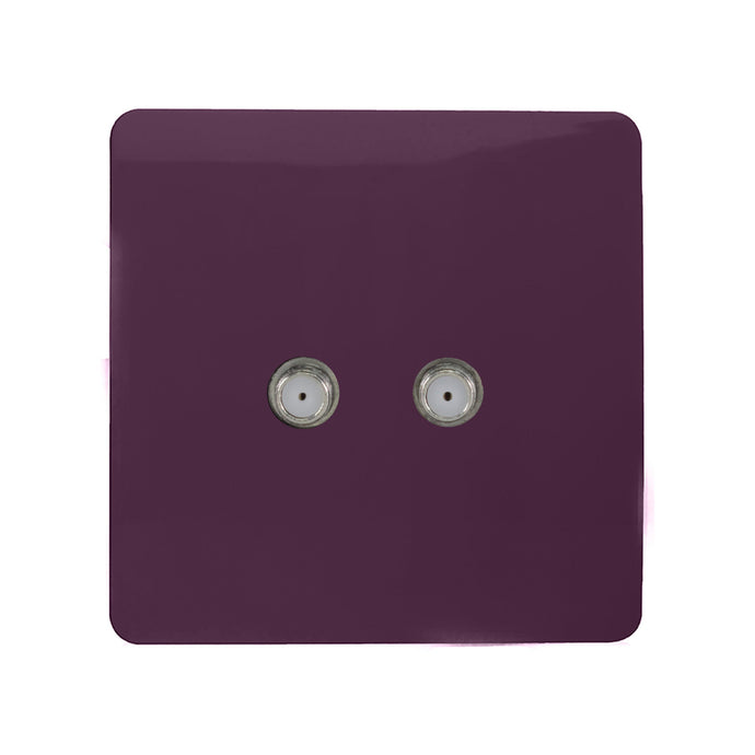 Trendi Switch ART-2SATPL, Artistic Modern 2 Gang Male F-Type Satellite Television Socket Plum, (25mm Back Box Required), 5yrs Warranty - 53644