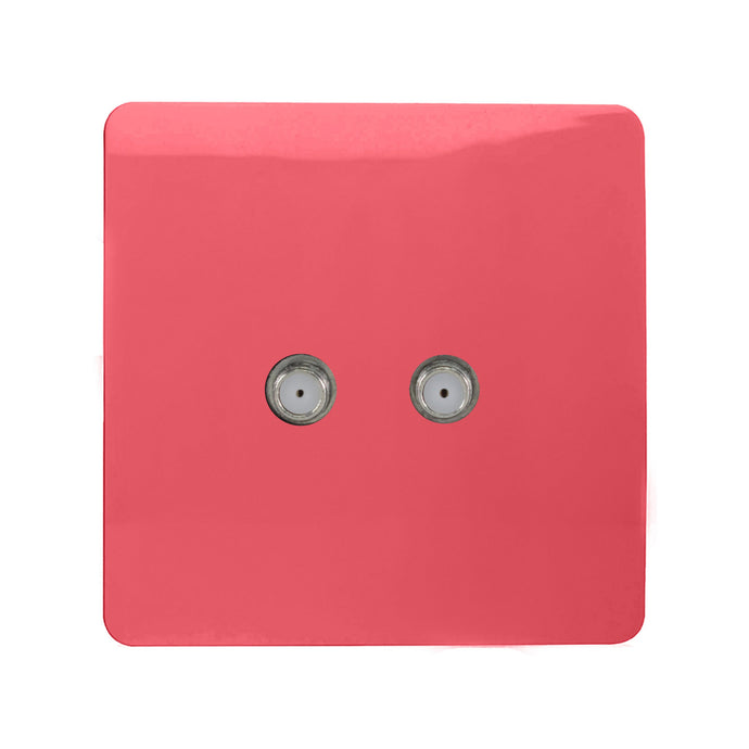 Trendi Switch ART-2SATSB, Artistic Modern 2 Gang Male F-Type Satellite Television Socket Strawberry, (25mm Back Box Required), 5yrs Warranty - 53645