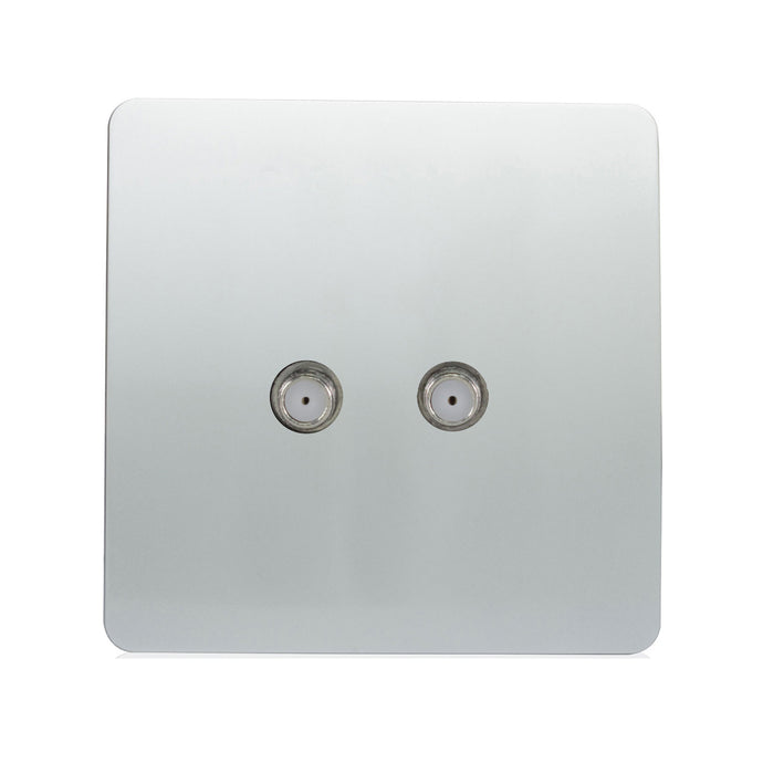 Trendi Switch ART-2SATSI, Artistic Modern 2 Gang Male F-Type Satellite Television Socket Platinum Silver, (25mm Back Box Required), 5yrs Warranty - 53646