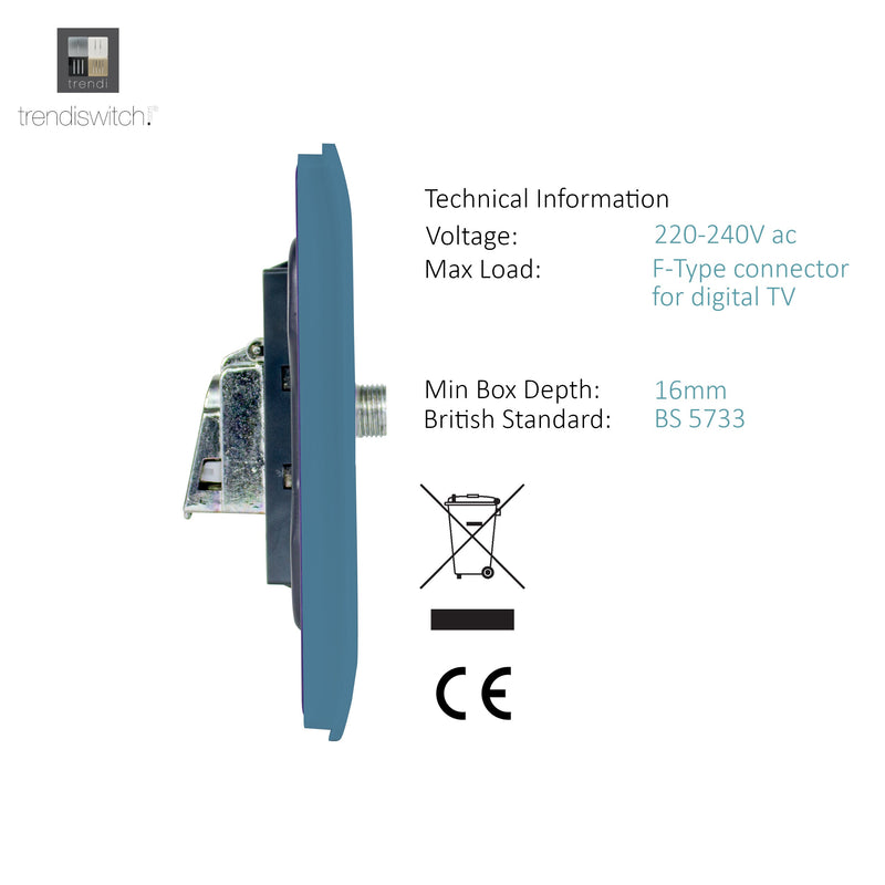 Load image into Gallery viewer, Trendi Switch ART-2SATSK, Artistic Modern 2 Gang Male F-Type Satellite Television Socket Sky, (25mm Back Box Required), 5yrs Warranty - 53647
