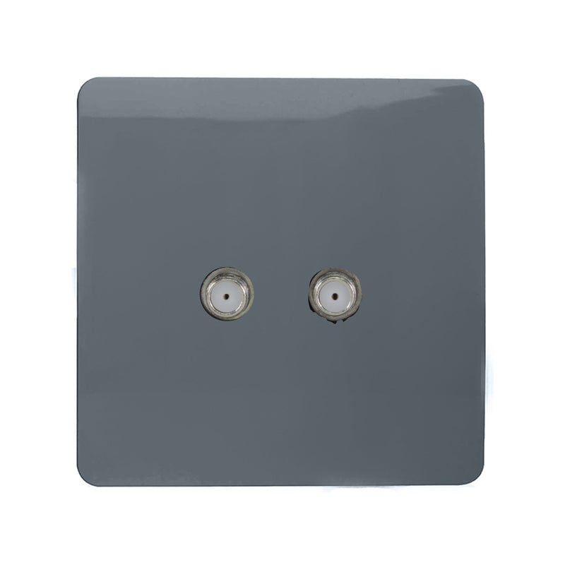 Load image into Gallery viewer, Trendi Switch ART-2SATWG, Artistic Modern 2 Gang Male F-Type Satellite Television Socket Warm Grey, (25mm Back Box Required), 5yrs Warranty - 53648
