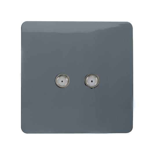 Trendi Switch ART-2SATWG, Artistic Modern 2 Gang Male F-Type Satellite Television Socket Warm Grey, (25mm Back Box Required), 5yrs Warranty - 53648