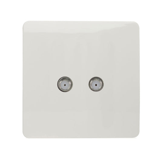 Trendi Switch ART-2SATWH, Artistic Modern 2 Gang Male F-Type Satellite Television Socket Ice White, (25mm Back Box Required), 5yrs Warranty - 53649