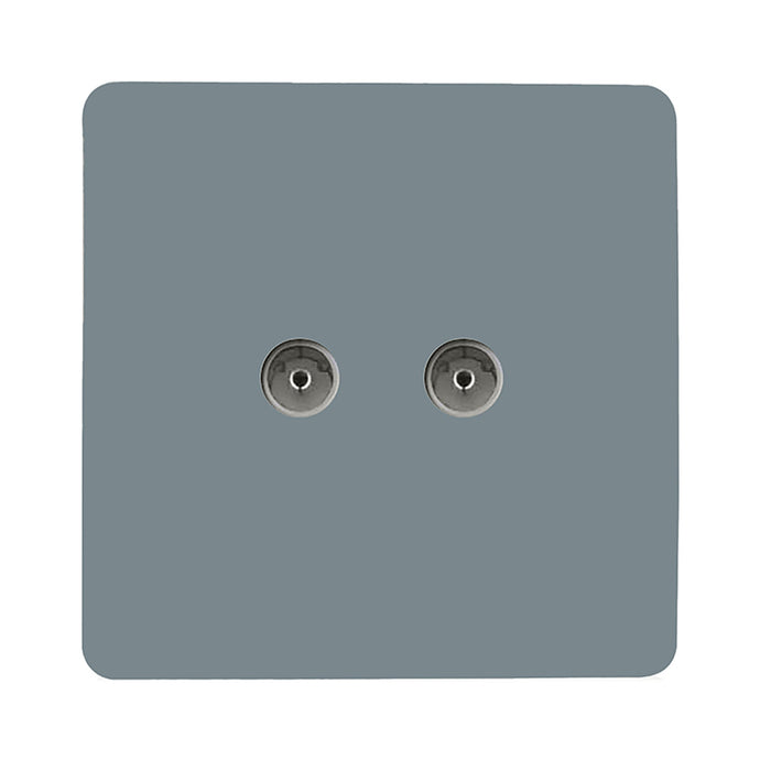 Trendi Switch ART-2TVSCG, Artistic Modern Twin TV Co-Axial Outlet Cool Grey Finish, BRITISH MADE, (25mm Back Box Required), 5yrs Warranty - 53670