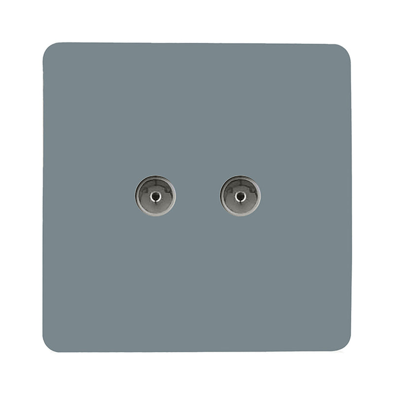 Load image into Gallery viewer, Trendi Switch ART-2TVSCG, Artistic Modern Twin TV Co-Axial Outlet Cool Grey Finish, BRITISH MADE, (25mm Back Box Required), 5yrs Warranty - 53670
