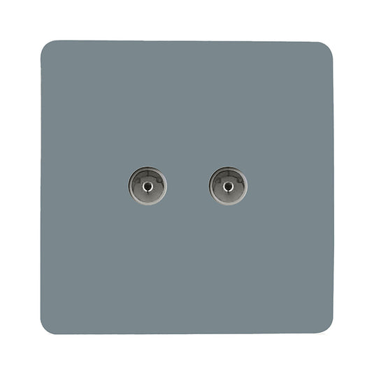 Trendi Switch ART-2TVSCG, Artistic Modern Twin TV Co-Axial Outlet Cool Grey Finish, BRITISH MADE, (25mm Back Box Required), 5yrs Warranty - 53670