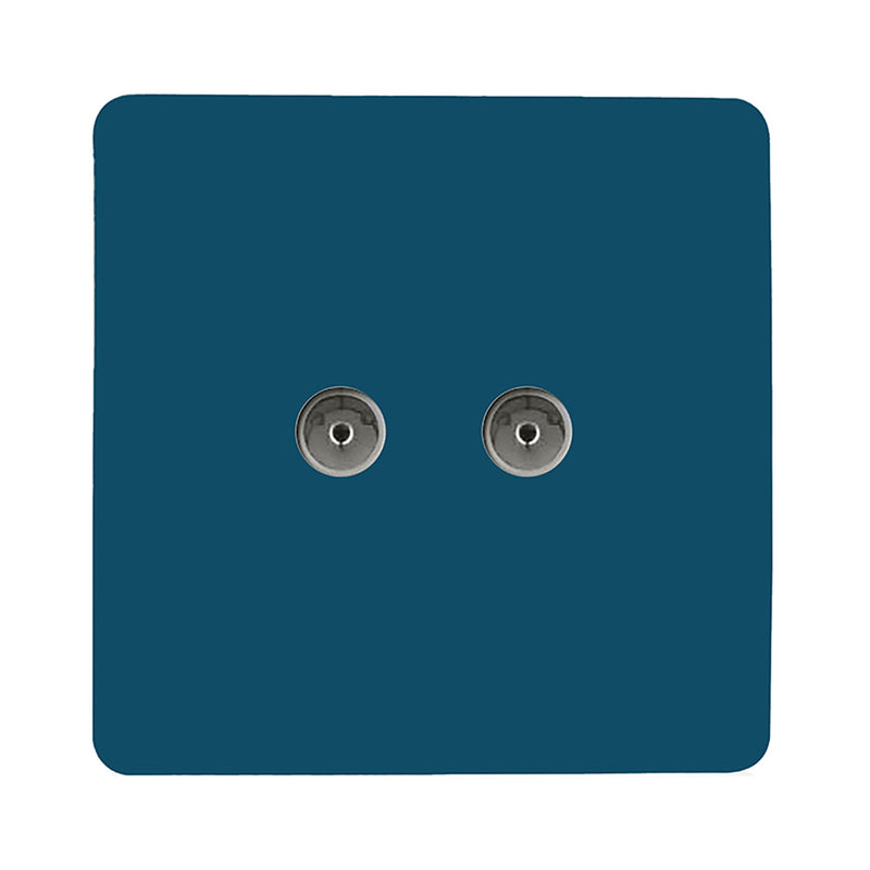 Load image into Gallery viewer, Trendi Switch ART-2TVSMD, Artistic Modern Twin TV Co-Axial Outlet Midnight Blue Finish, BRITISH MADE, (25mm Back Box Required), 5yrs Warranty - 53676
