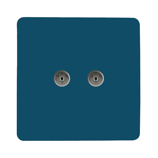 Trendi Switch ART-2TVSMD, Artistic Modern Twin TV Co-Axial Outlet Midnight Blue Finish, BRITISH MADE, (25mm Back Box Required), 5yrs Warranty - 53676