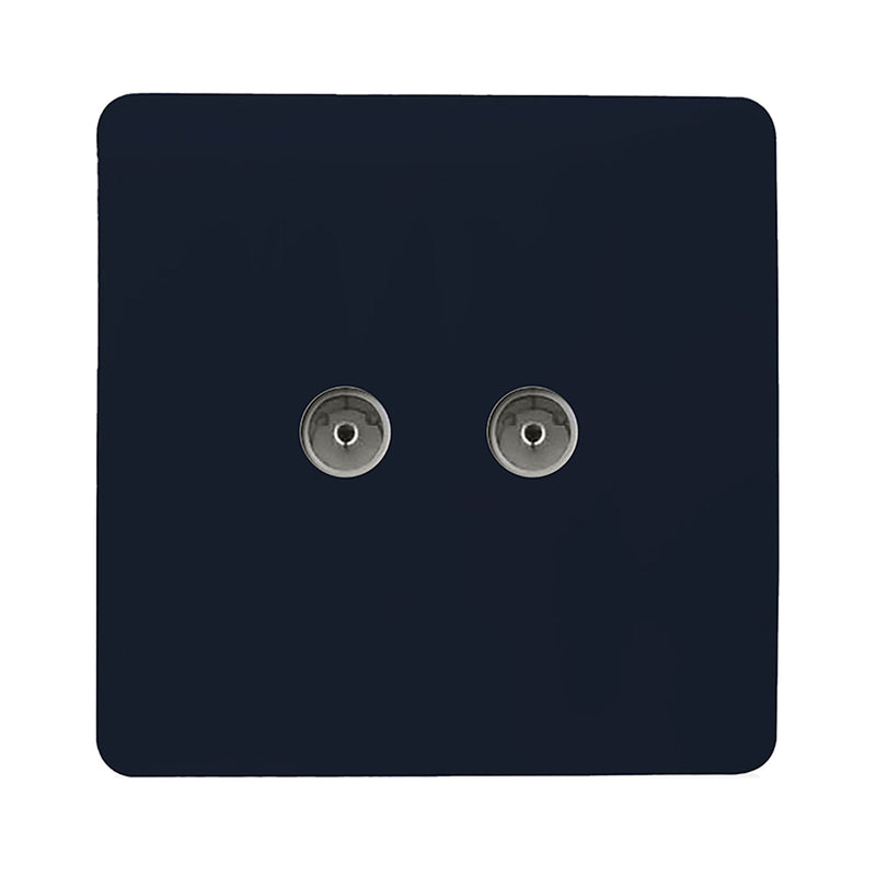 Load image into Gallery viewer, Trendi Switch ART-2TVSNV, Artistic Modern Twin TV Co-Axial Outlet Navy Blue Finish, BRITISH MADE, (25mm Back Box Required), 5yrs Warranty - 53678
