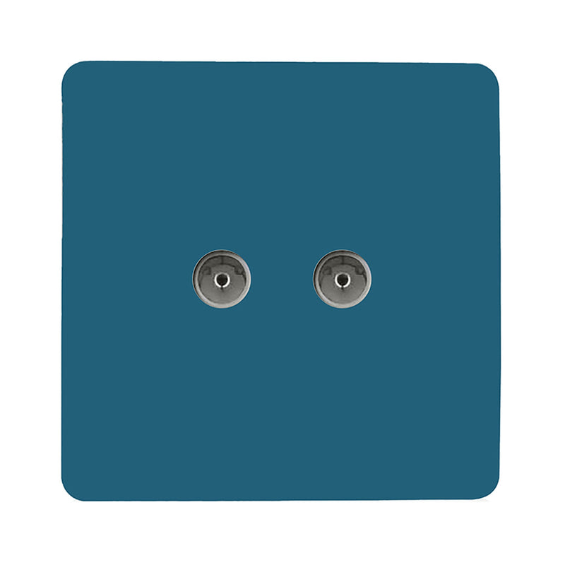 Load image into Gallery viewer, Trendi Switch ART-2TVSOB, Artistic Modern Twin TV Co-Axial Outlet Ocean Blue Finish, BRITISH MADE, (25mm Back Box Required), 5yrs Warranty - 53679
