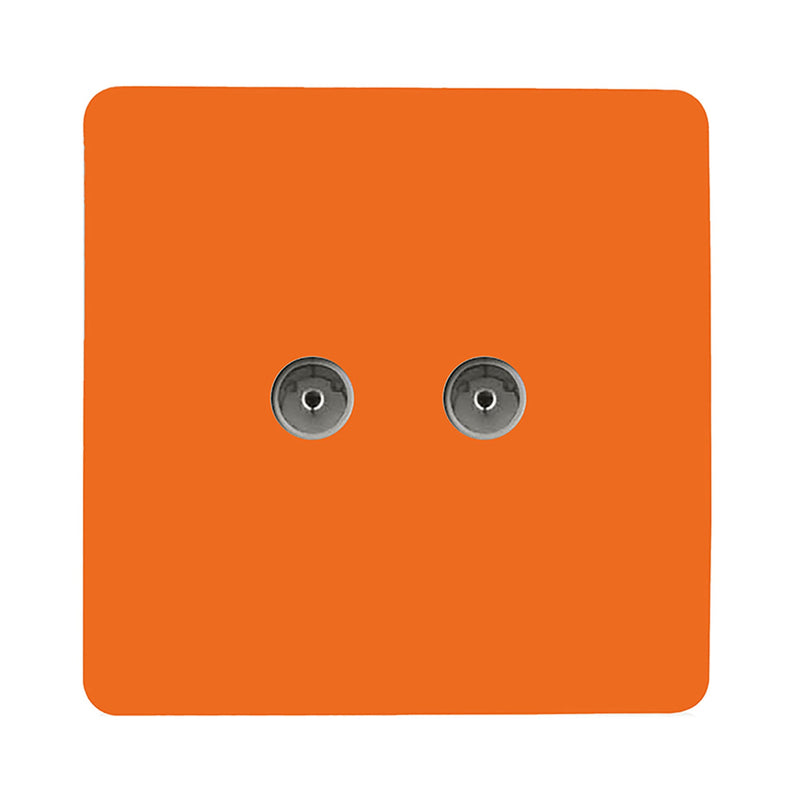 Load image into Gallery viewer, Trendi Switch ART-2TVSOR, Artistic Modern Twin TV Co-Axial Outlet Orange Finish, BRITISH MADE, (25mm Back Box Required), 5yrs Warranty - 53680
