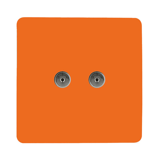 Trendi Switch ART-2TVSOR, Artistic Modern Twin TV Co-Axial Outlet Orange Finish, BRITISH MADE, (25mm Back Box Required), 5yrs Warranty - 53680