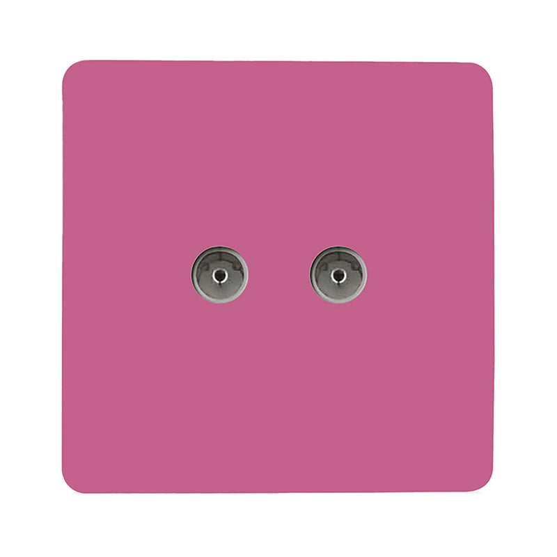 Load image into Gallery viewer, Trendi Switch ART-2TVSPK, Artistic Modern Twin TV Co-Axial Outlet Pink Finish, BRITISH MADE, (25mm Back Box Required), 5yrs Warranty - 53681
