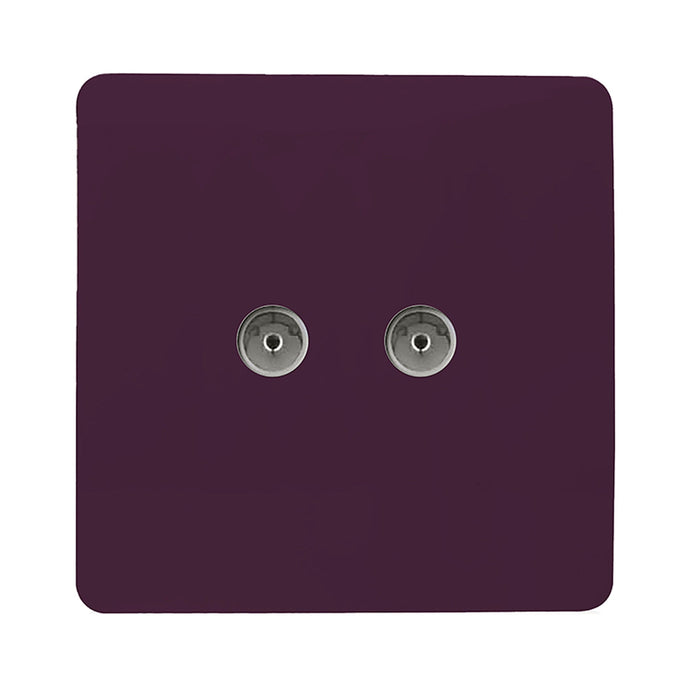 Trendi Switch ART-2TVSPL, Artistic Modern Twin TV Co-Axial Outlet Plum Finish, BRITISH MADE, (25mm Back Box Required), 5yrs Warranty - 53682