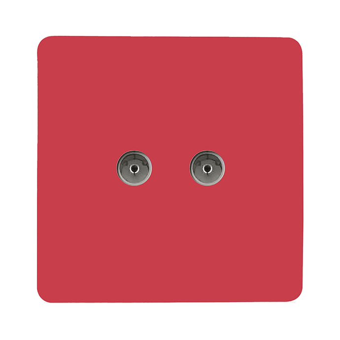 Trendi Switch ART-2TVSSB, Artistic Modern Twin TV Co-Axial Outlet Strawberry Finish, BRITISH MADE, (25mm Back Box Required), 5yrs Warranty - 53683