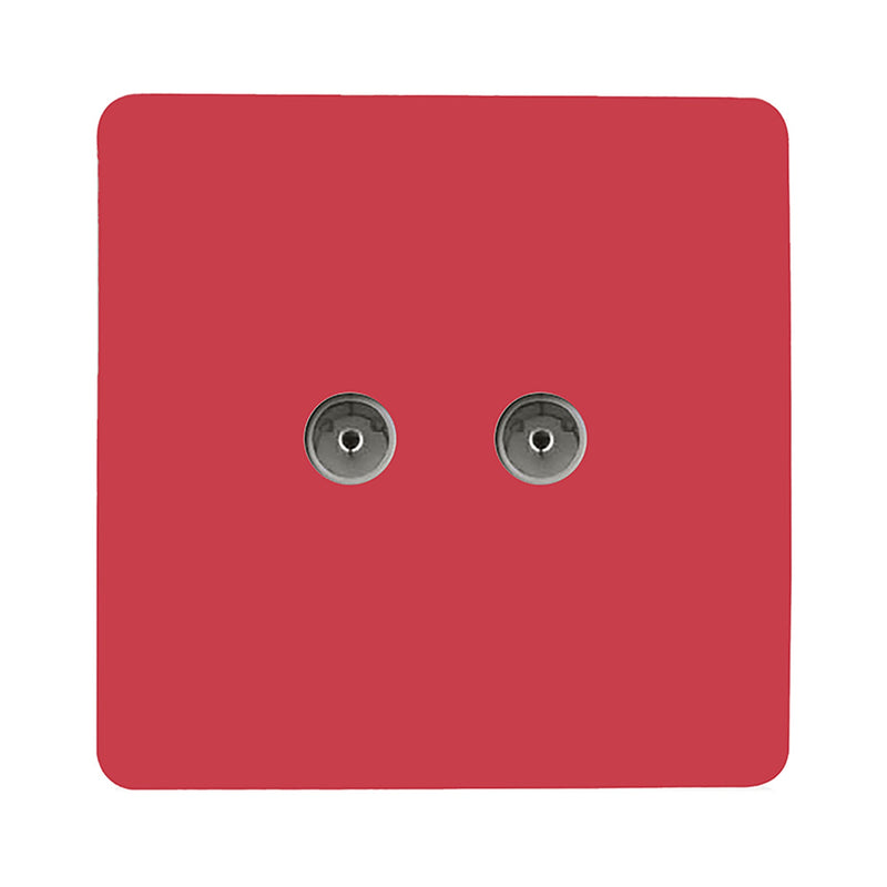 Load image into Gallery viewer, Trendi Switch ART-2TVSSB, Artistic Modern Twin TV Co-Axial Outlet Strawberry Finish, BRITISH MADE, (25mm Back Box Required), 5yrs Warranty - 53683
