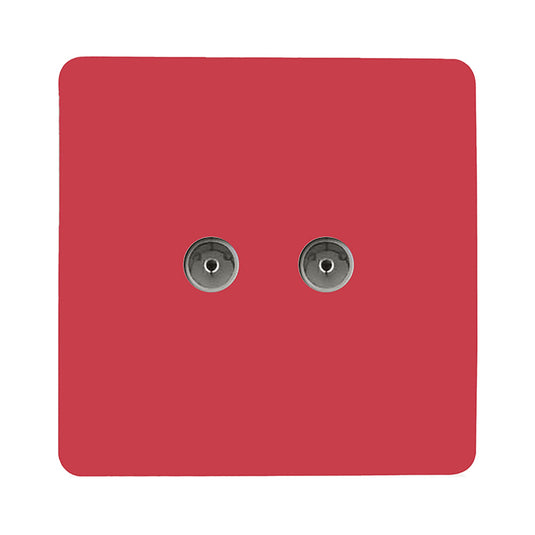 Trendi Switch ART-2TVSSB, Artistic Modern Twin TV Co-Axial Outlet Strawberry Finish, BRITISH MADE, (25mm Back Box Required), 5yrs Warranty - 53683