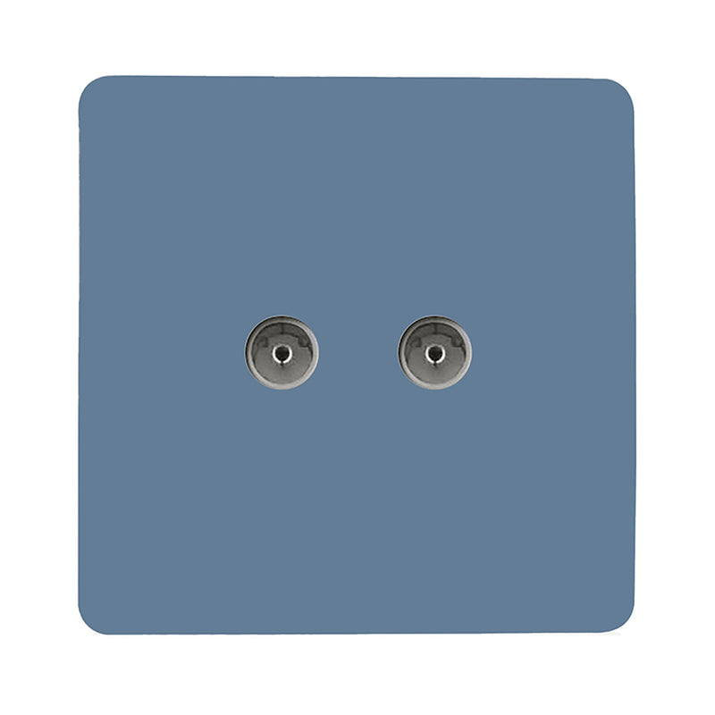 Load image into Gallery viewer, Trendi Switch ART-2TVSSK, Artistic Modern Twin TV Co-Axial Outlet Sky Finish, BRITISH MADE, (25mm Back Box Required), 5yrs Warranty - 53684
