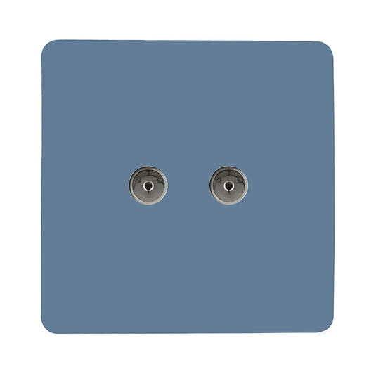 Trendi Switch ART-2TVSSK, Artistic Modern Twin TV Co-Axial Outlet Sky Finish, BRITISH MADE, (25mm Back Box Required), 5yrs Warranty - 53684