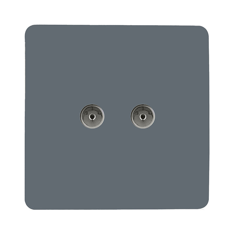 Load image into Gallery viewer, Trendi Switch ART-2TVSWG, Artistic Modern Twin TV Co-Axial Outlet Warm Grey Finish, BRITISH MADE, (25mm Back Box Required), 5yrs Warranty - 53685
