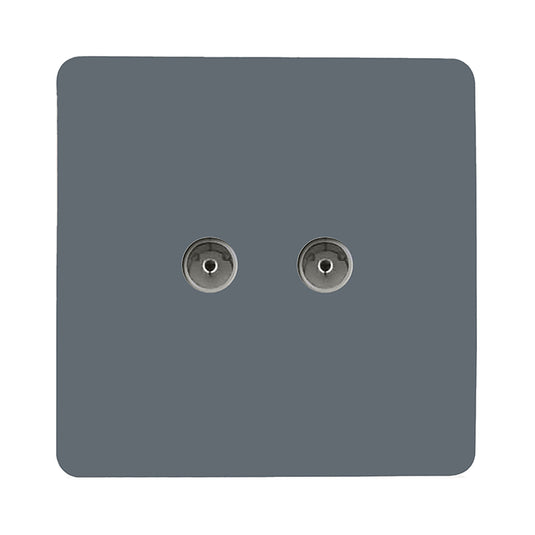 Trendi Switch ART-2TVSWG, Artistic Modern Twin TV Co-Axial Outlet Warm Grey Finish, BRITISH MADE, (25mm Back Box Required), 5yrs Warranty - 53685