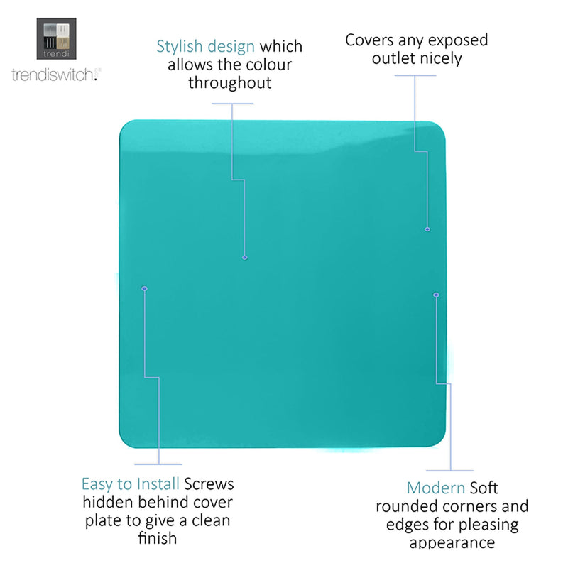 Load image into Gallery viewer, Trendi Switch ART-BLKBT, Artistic Modern 1 Gang Blanking Plate Bright Teal Finish, BRITISH MADE, (25mm Back Box Required), 5yrs Warranty - 53687
