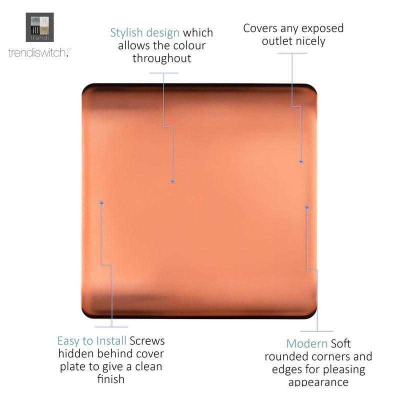 Load image into Gallery viewer, Trendi Switch ART-BLKCPR, Artistic Modern 1 Gang Blanking Plate Copper Finish, BRITISH MADE, (25mm Back Box Required), 5yrs Warranty - 53690
