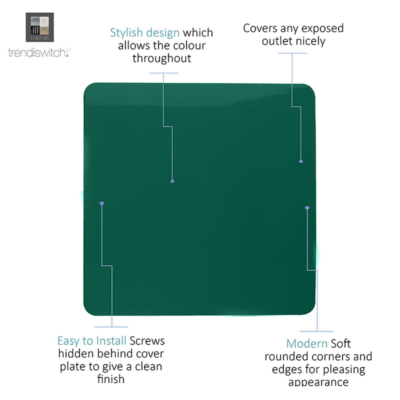 Load image into Gallery viewer, Trendi Switch ART-BLKDG, Artistic Modern 1 Gang Blanking Plate Dark Green Finish, BRITISH MADE, (25mm Back Box Required), 5yrs Warranty - 53692
