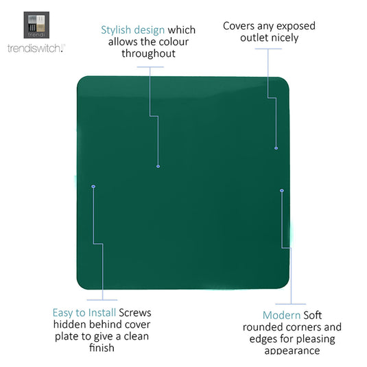 Trendi Switch ART-BLKDG, Artistic Modern 1 Gang Blanking Plate Dark Green Finish, BRITISH MADE, (25mm Back Box Required), 5yrs Warranty - 53692