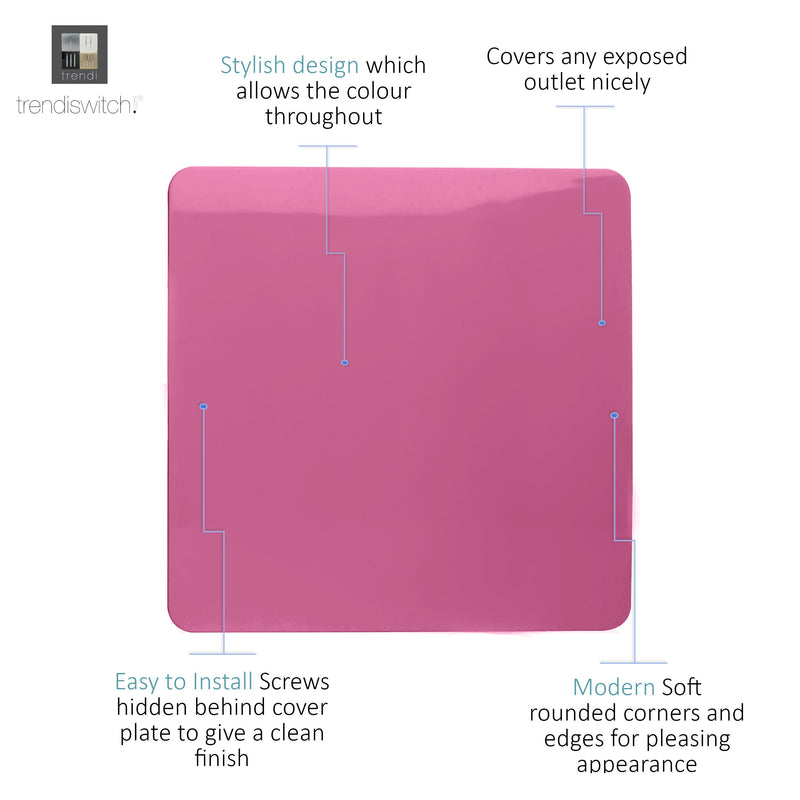 Load image into Gallery viewer, Trendi Switch ART-BLKPK, Artistic Modern 1 Gang Blanking Plate Pink Finish, BRITISH MADE, (25mm Back Box Required), 5yrs Warranty - 53699
