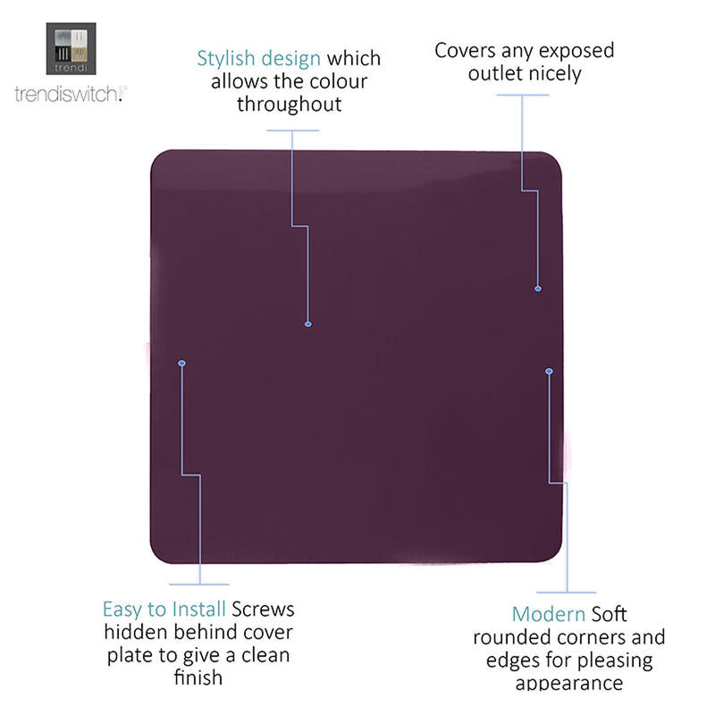 Load image into Gallery viewer, Trendi Switch ART-BLKPL, Artistic Modern 1 Gang Blanking Plate Plum Finish, BRITISH MADE, (25mm Back Box Required), 5yrs Warranty - 53700
