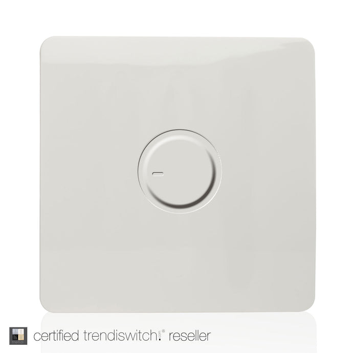 Trendi Switch ART-DMWH 1 Gang 1 Way Dimmer Switch, 200W Load LED Compatible Gloss White Finish