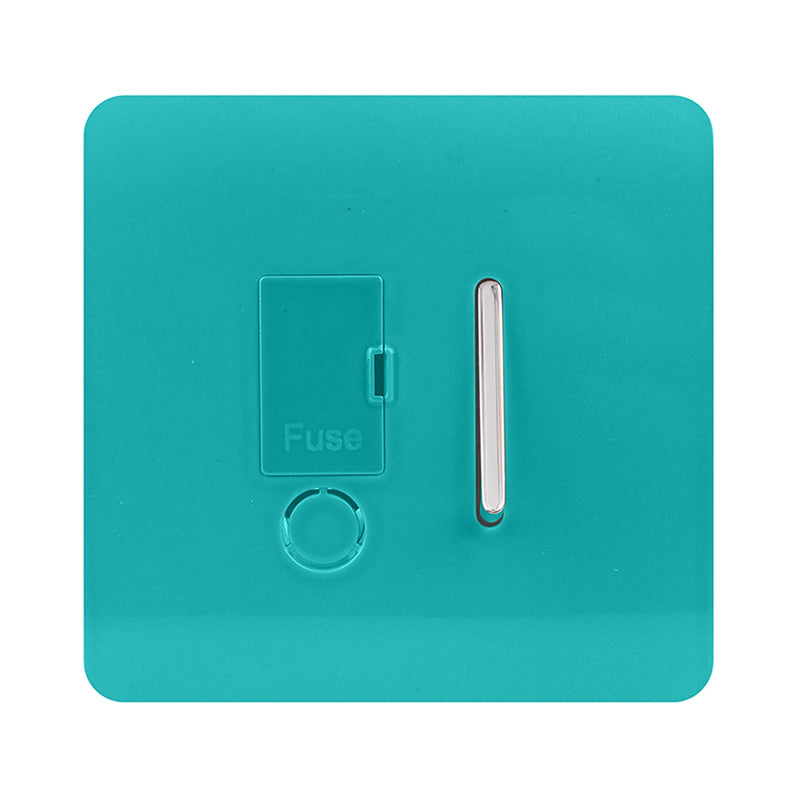 Load image into Gallery viewer, Trendi Switch ART-FSBT, Artistic Modern Switch Fused Spur 13A With Flex Outlet Bright Teal Finish, BRITISH MADE, (35mm Back Box Required), 5yrs Warranty - 53727
