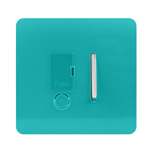 Trendi Switch ART-FSBT, Artistic Modern Switch Fused Spur 13A With Flex Outlet Bright Teal Finish, BRITISH MADE, (35mm Back Box Required), 5yrs Warranty - 53727