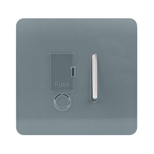 Trendi Switch ART-FSCG, Artistic Modern Switch Fused Spur 13A With Flex Outlet Cool Grey Finish, BRITISH MADE, (35mm Back Box Required), 5yrs Warranty - 53728