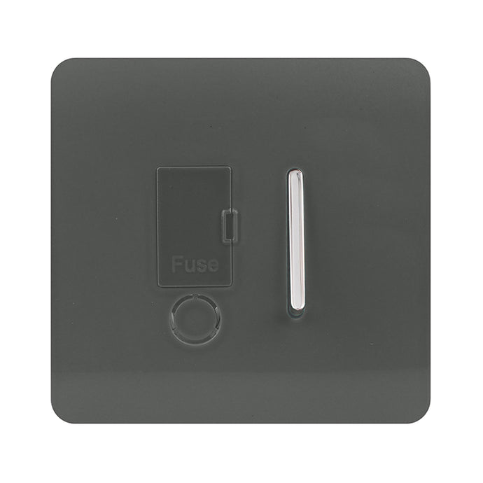 Trendi Switch ART-FSCH, Artistic Modern Switch Fused Spur 13A With Flex Outlet Charcoal Finish, BRITISH MADE, (35mm Back Box Required), 5yrs Warranty - 53729