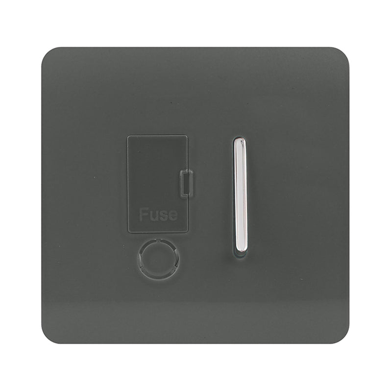 Load image into Gallery viewer, Trendi Switch ART-FSCH, Artistic Modern Switch Fused Spur 13A With Flex Outlet Charcoal Finish, BRITISH MADE, (35mm Back Box Required), 5yrs Warranty - 53729
