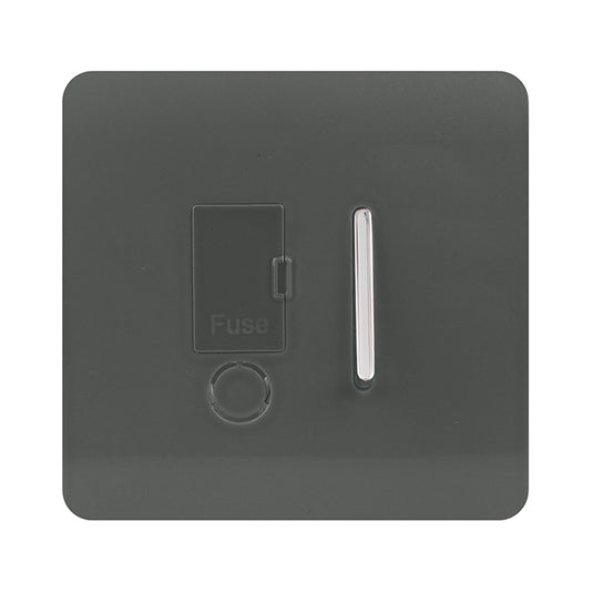 Trendi Switch ART-FSCH, Artistic Modern Switch Fused Spur 13A With Flex Outlet Charcoal Finish, BRITISH MADE, (35mm Back Box Required), 5yrs Warranty - 53729