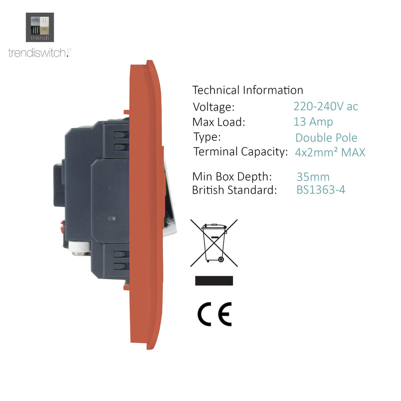 Load image into Gallery viewer, Trendi Switch ART-FSCPR, Artistic Modern Switch Fused Spur 13A With Flex Outlet Copper Finish, BRITISH MADE, (35mm Back Box Required), 5yrs Warranty - 53730
