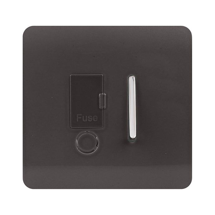 Trendi Switch ART-FSDB, Artistic Modern Switch Fused Spur 13A With Flex Outlet Dark Brown Finish, BRITISH MADE, (35mm Back Box Required), 5yrs Warranty - 53731