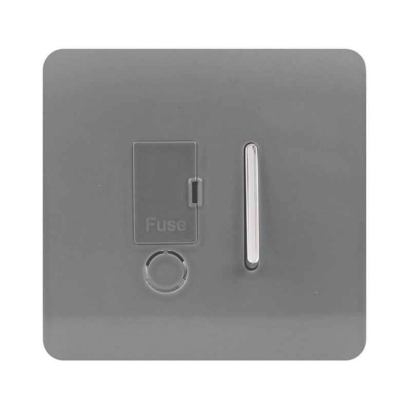 Load image into Gallery viewer, Trendi Switch ART-FSLG, Artistic Modern Switch Fused Spur 13A With Flex Outlet Light Grey Finish, BRITISH MADE, (35mm Back Box Required), 5yrs Warranty - 53733
